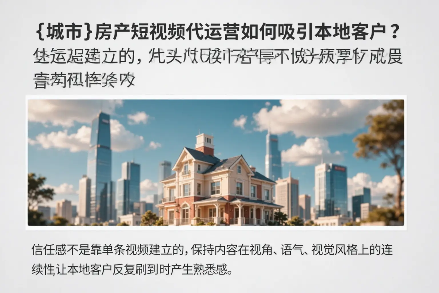 宿迁房产短视频代运营如何吸引本地客户？