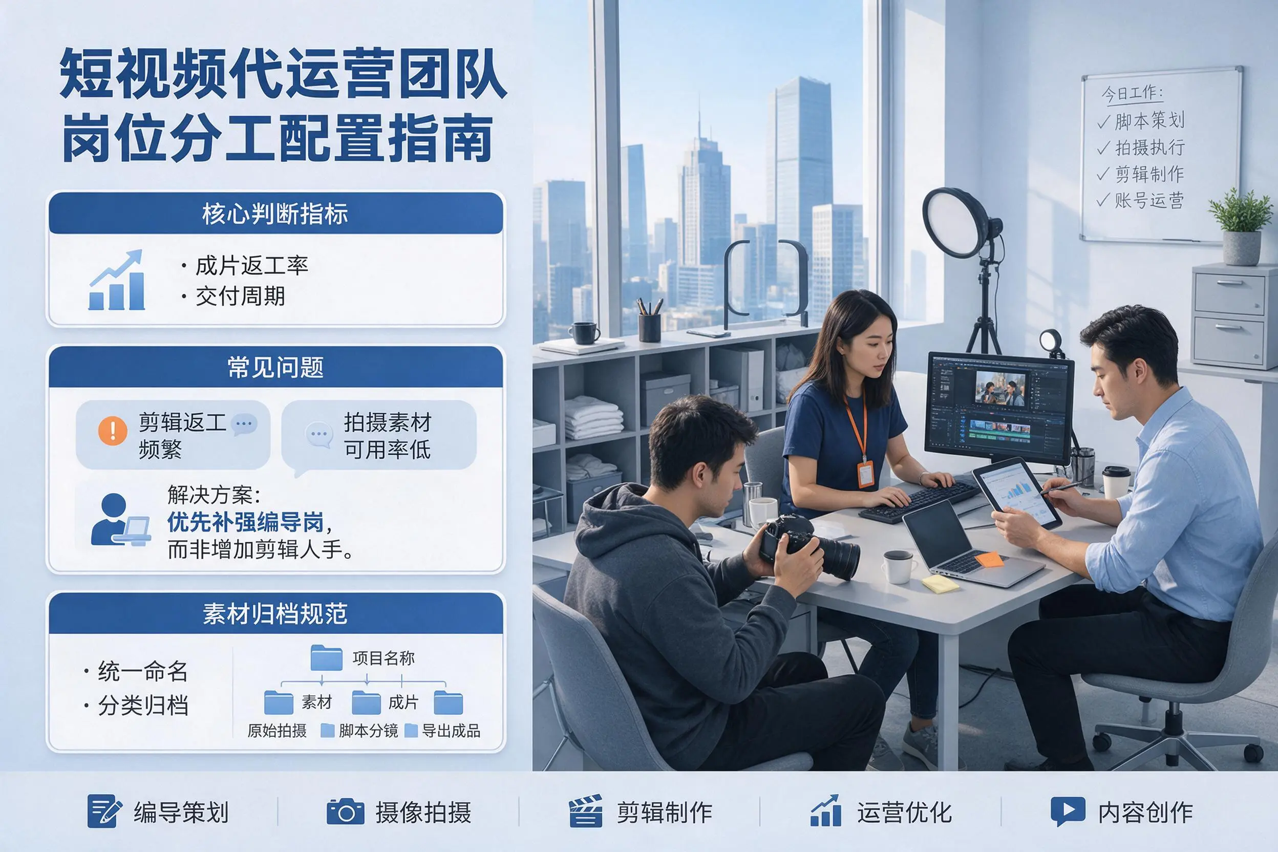 短视频代运营团队如何配置?宿迁企业岗位分工科普说明