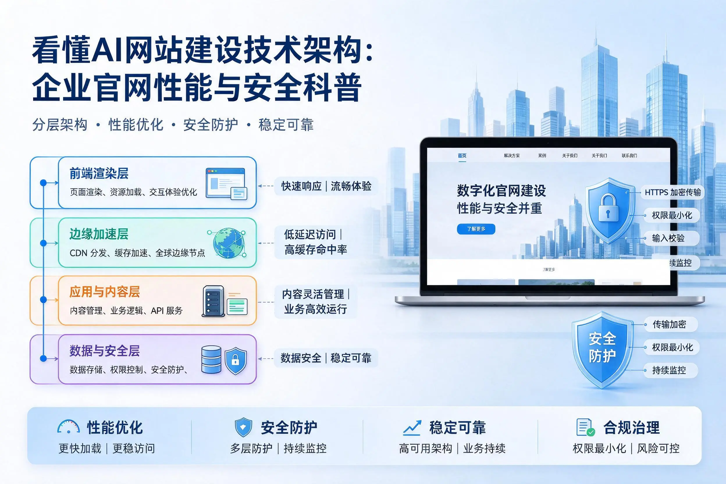 看懂AI网站建设技术架构:宿迁企业官网性能与安全科普